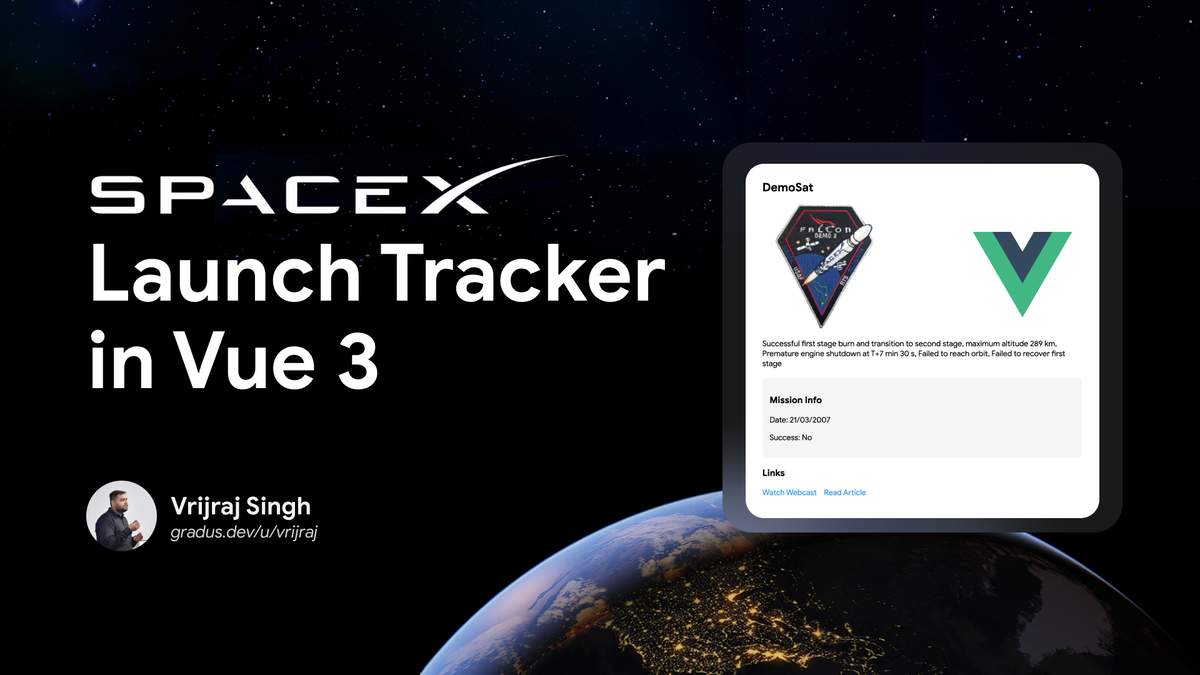 SpaceX Launch Tracker in Vue 3 Cover Image